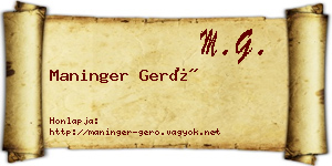 Maninger Gerő névjegykártya